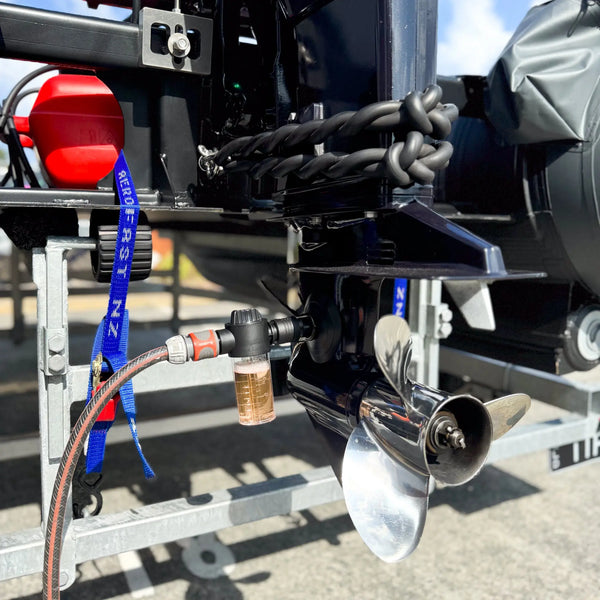 Saltworx engine flush descaling a boat outboard cooling system