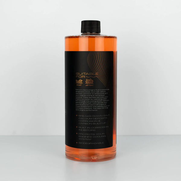 Saltworx Outboard Engine Flush 1L bottle, side label