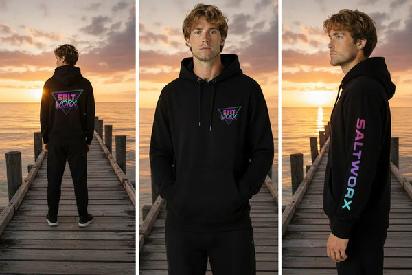 Saltworx unisex heavyweight marine and fishing hoodie, front view