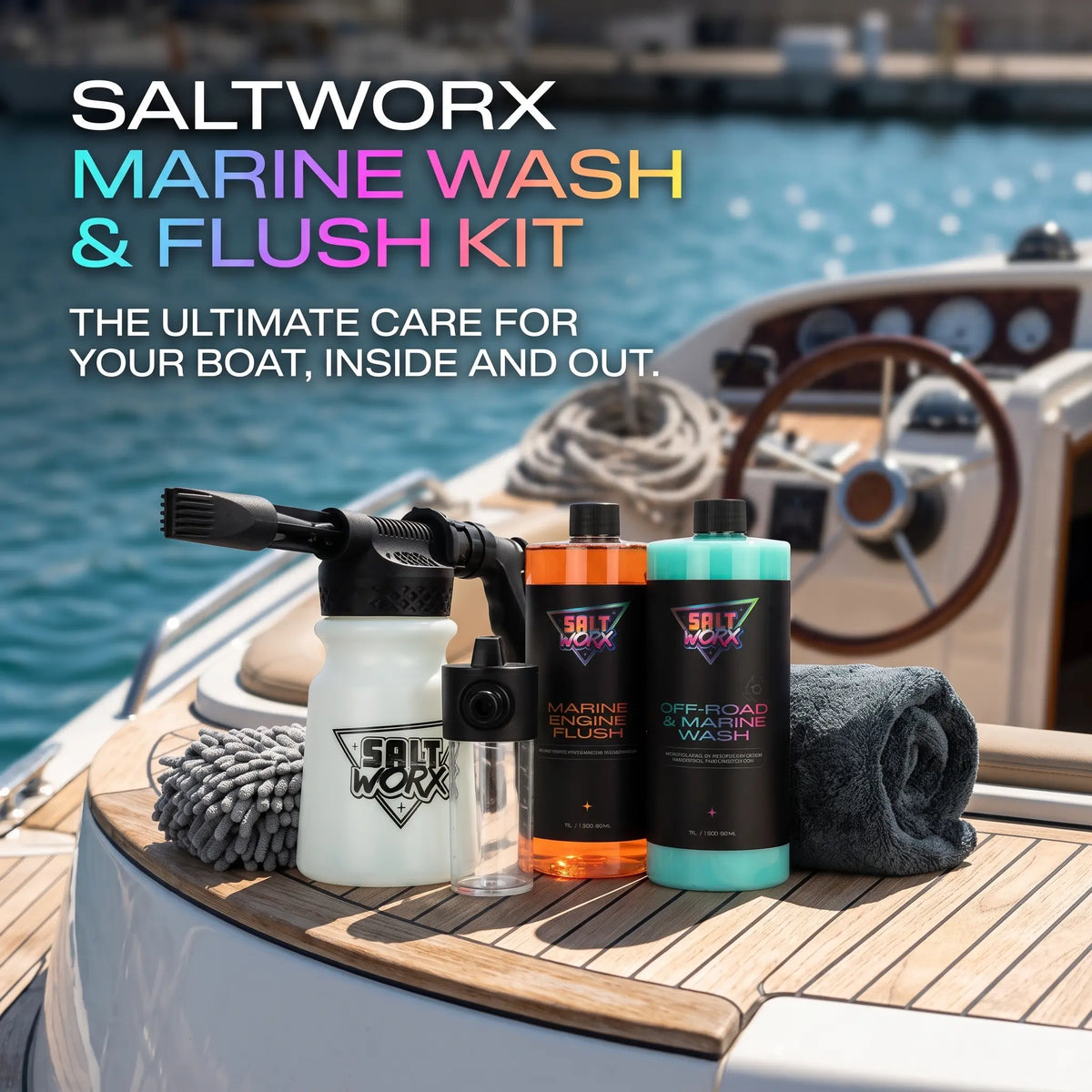 Marine Wash & Flush Kit - Complete 6-Piece Boat & PWC Care Kit | Saltworx Australia Saltworx