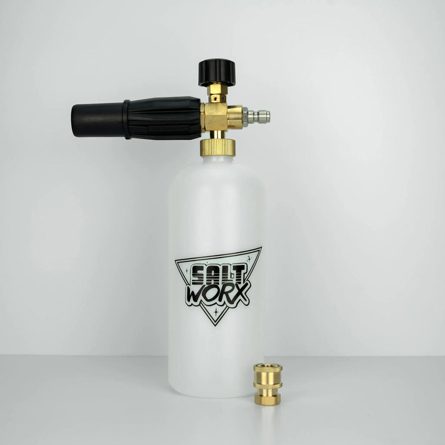Saltworx pressure washer foam cannon with adjustable dilution dial and brass fittings